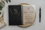 Invitatie de nunta din plexiglass cu plic negru