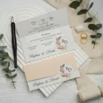 Invitatie de nunta ieftina Crem Pastel