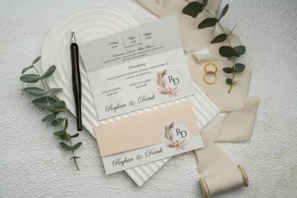 Invitatie de nunta ieftina Crem Pastel