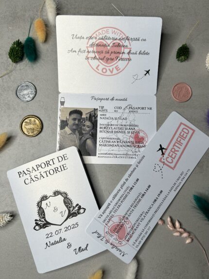 Invitatie De Nunta Tip Pasaport Handmade - 01