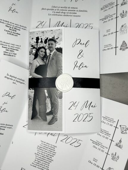 Invitatie Nunta cu Poza Mirilor Ieftina Handmade - Cod 24