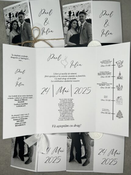 Invitatie Nunta cu Poza Mirilor Ieftina Handmade