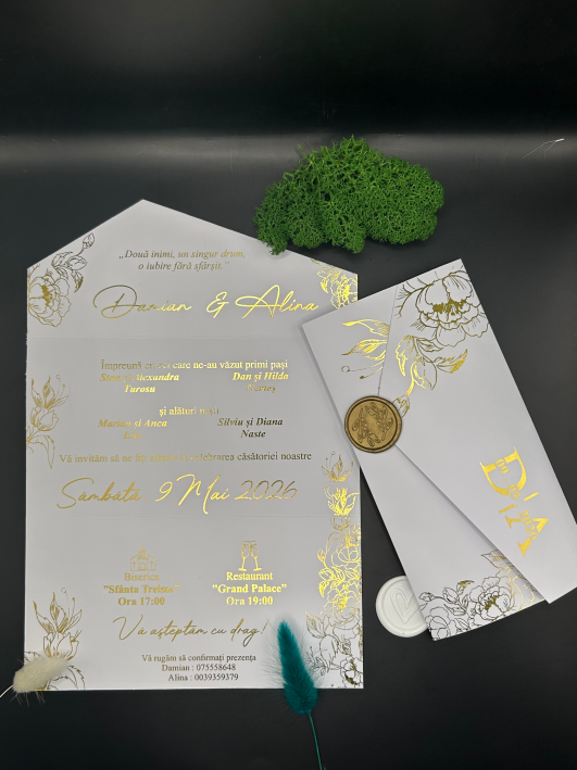 7,7 Invitatie de nunta handmade - Cod 29 - imagine 1