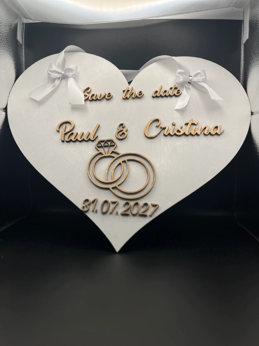 inima Placa in forma de inima SAVE THE DATE - imagine 1