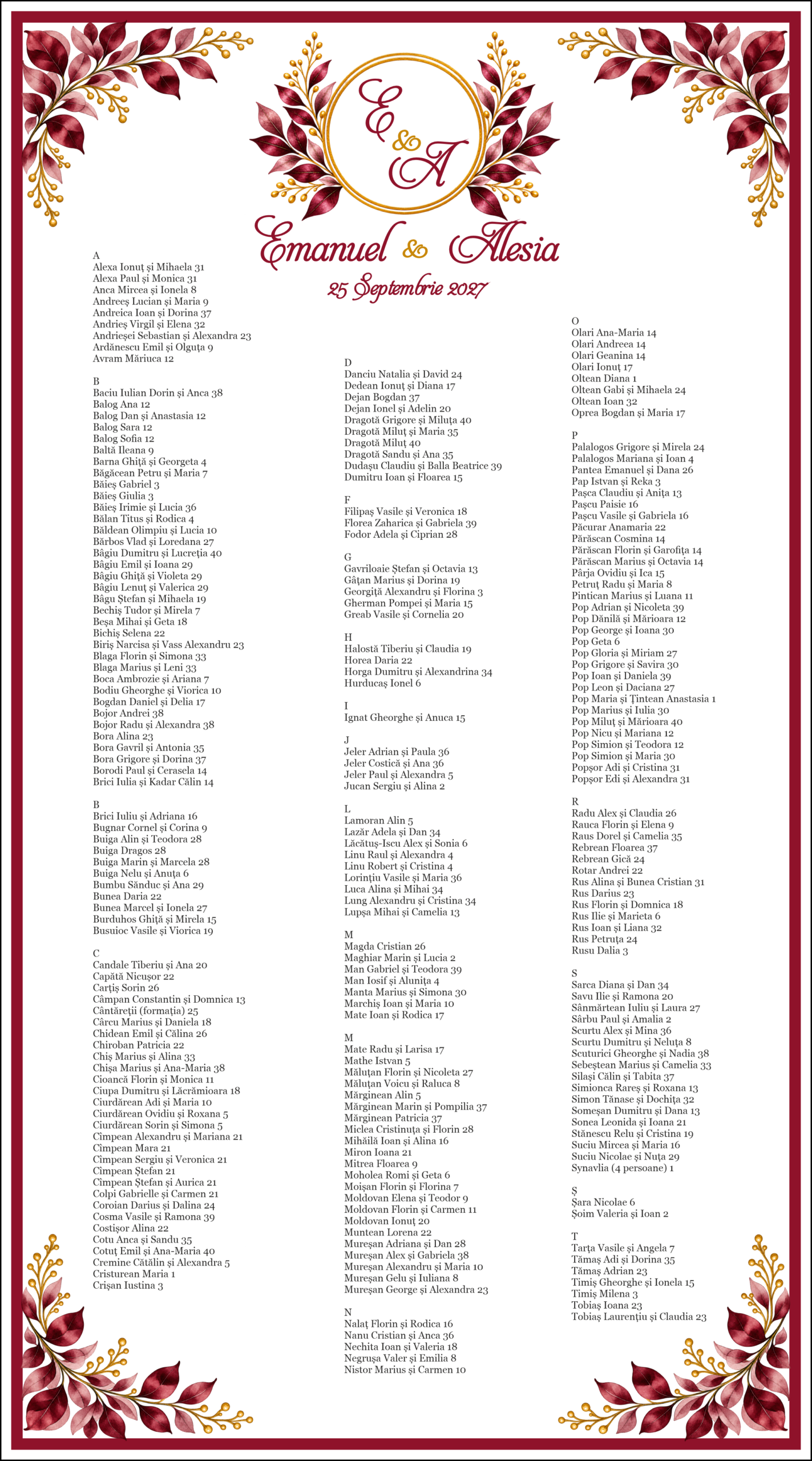 li 38 Lista de invitati – Cod 38 - imagine 1